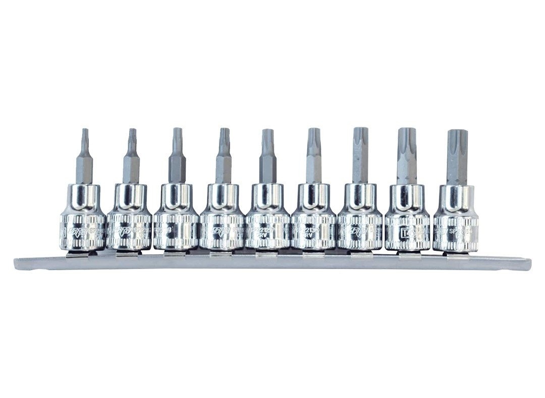 38-torx-doppen-op-rail-9-delig 3/8" TORX DOPPEN OP RAIL 9 DELIG - Afbeelding 1
