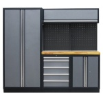 PROFESSIONEEL GARAGE WANDSYSTEEM 2 RUGPANELEN+BREDEKAST MET HOUTEN WERKBLAD