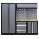 PROFESSIONEEL GARAGE WANDSYSTEEM 2 RUGPANELEN+BREDEKAST MET HOUTEN WERKBLAD