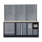 PROFESSIONEEL GARAGE WANDSYSTEEM 3 RUGPANELEN MET HOUTEN WERKBLAD