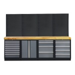 PROFESSIONEEL GARAGE WANDSYSTEEM 4 RUGPANELEN MET HOUTEN WERKBLAD