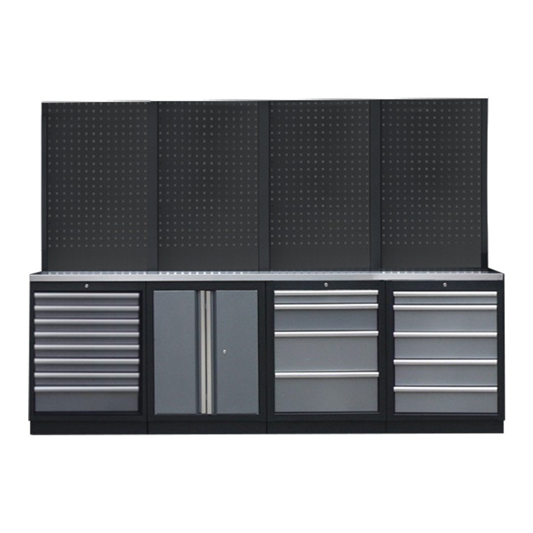 professioneel-garage-wandsysteem-4-rugpanelen-met-rvs-werkblad-2 PROFESSIONEEL GARAGE WANDSYSTEEM 4 RUGPANELEN MET RVS WERKBLAD - Afbeelding 1